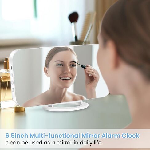 Digital Alarm Clock,Large Display LED And Mirror Desk Clock With Dual USB Charger Ports, 3 Levels Brightness,12/24H Alarm Clocks, Modern Electronic Clock for Bedroom Living Room Office - White in Saudi Arabia