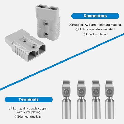 175 Amp Battery Quick Connect/Disconnect Connector,1/0AWG Battery Cable Connector Kit for RV,Truck,Winch (2 PCS) Grey in Saudi Arabia