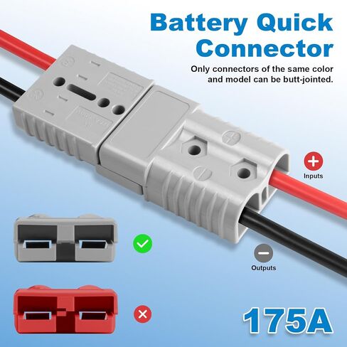 175 Amp Battery Quick Connect/Disconnect Connector,1/0AWG Battery Cable Connector Kit for RV,Truck,Winch (2 PCS) Grey in Saudi Arabia