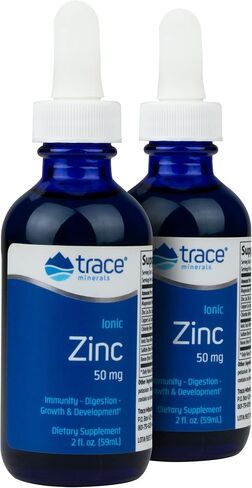 Trace Minerals | Liquid Ionic Zinc | 50 mg Zinc with Magnesium | Supports Immune System, Digestion, Growth, & Development | for Kids and Adults | 45 Servings, 2 fl oz (1 Pack) in Kuwait