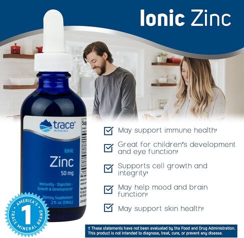 Trace Minerals | Liquid Ionic Zinc | 50 mg Zinc with Magnesium | Supports Immune System, Digestion, Growth, & Development | for Kids and Adults | 45 Servings, 2 fl oz (1 Pack) in Kuwait