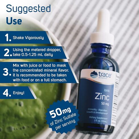 Trace Minerals | Liquid Ionic Zinc | 50 mg Zinc with Magnesium | Supports Immune System, Digestion, Growth, & Development | for Kids and Adults | 45 Servings, 2 fl oz (1 Pack) in Kuwait