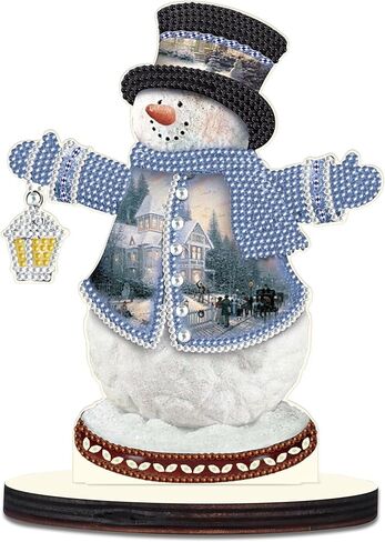 MVVMTOP Diamond Painting Christmas House Desktop Ornaments DIY Artificial Diamond Art Christmas Table Paint by Number Mosaic Arts Crafts Home Living Room Office Christmas Table Top Decor Gift in Kuwait