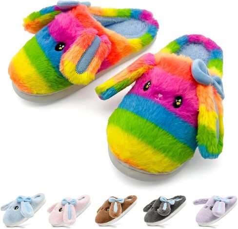 Kids Slippers Boys Girls Bunny Animal Slippers,Cute Bow Plush Funny Cartoon Rabbit Slippers,Comfy Fluffy Fuzzy Pillow Cloud Bedroom House Slippers Little/Big Kids in Saudi Arabia