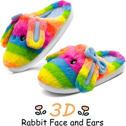 Kids Slippers Boys Girls Bunny Animal Slippers,Cute Bow Plush Funny Cartoon Rabbit Slippers,Comfy Fluffy Fuzzy Pillow Cloud Bedroom House Slippers Little/Big Kids in Saudi Arabia