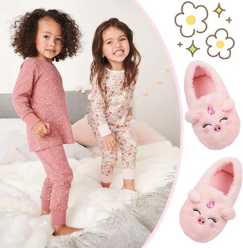 Girls Fluffy Mermaid Star House Slippers Cozy Warm Slip-on Animal House Shoes for Kids Bedroom Indoor Outdoor in Kuwait