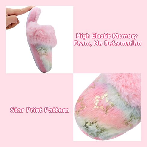 شبشب منزل على شكل نجمة حورية البحر للفتيات منفوش، حذاء مريح ودافئ سهل الارتداء لمنزل الحيوانات لغرفة نوم الأطفال في الأماكن المغلقة والخارجية in Kuwait