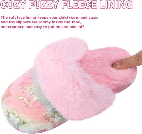 شبشب منزل على شكل نجمة حورية البحر للفتيات منفوش، حذاء مريح ودافئ سهل الارتداء لمنزل الحيوانات لغرفة نوم الأطفال في الأماكن المغلقة والخارجية in Kuwait