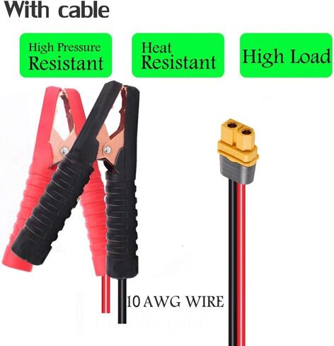 10AWG Alligator Clips,XT60 Quick Release Adapter to Alligator Clips with 2FT,Battery Alligator Clips Clamp to XT60 Extension Cord for Cars Motorcycles in Kuwait