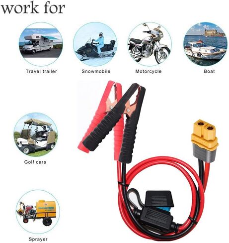10AWG Alligator Clips,XT60 Quick Release Adapter to Alligator Clips with 2FT,Battery Alligator Clips Clamp to XT60 Extension Cord for Cars Motorcycles in Kuwait