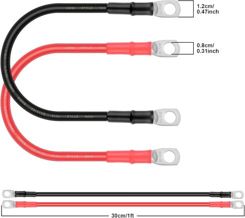 Battery Cable - iGreely 8 AWG 8 Gauge Wire Made with Tinned Copper Wire Battery Power Inverter Cables with Terminals for Solar Panel Trolling Motor Automotive Motorcycle RV Marine Boat 2ft/60cm in Kuwait