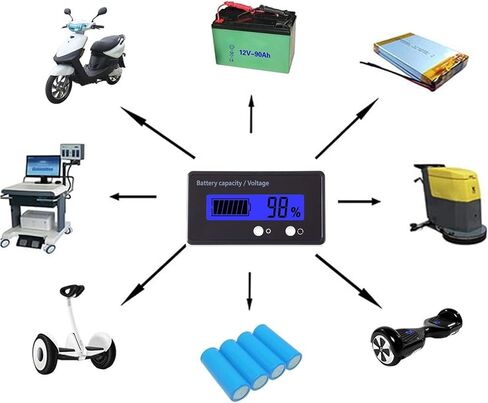 12V 24V 36V 48V 60V 72V 84V battery capacity Monitor& indicator LCD Display Blue Backlight, Waterproof rv Level Voltage Meter Gauge Tester for 2S-15S Lithium-iron &Lead-acid Batteries Auto Car Vehicle in Saudi Arabia