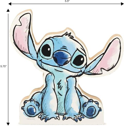 Disney Lilo and Stitch With Angel Shelf Sitter Decor | Adorable Stitch Wood Block Tabletop Decoration for Home in Saudi Arabia