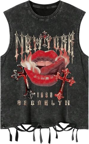 SOLY HUX Men's Summer Gothic Tank Top Graphic Print Distressed Sleeveless Shirts Vintage Hip-hop Vest in Saudi Arabia