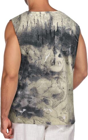 COOFANDY Men's Cotton Linen Tank Top Shirts Casual Sleeveless Lace Up Beach Hippie Tops Bohemian Renaissance Pirate Tunic in Saudi Arabia