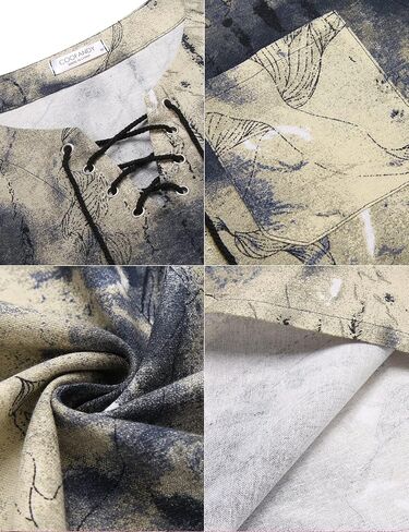 COOFANDY Men's Cotton Linen Tank Top Shirts Casual Sleeveless Lace Up Beach Hippie Tops Bohemian Renaissance Pirate Tunic in Saudi Arabia