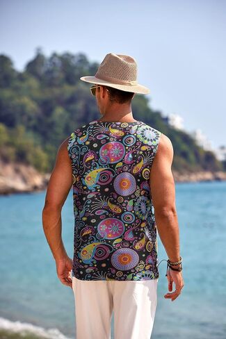 COOFANDY Men's Cotton Linen Tank Top Shirts Casual Sleeveless Lace Up Beach Hippie Tops Bohemian Renaissance Pirate Tunic in Saudi Arabia