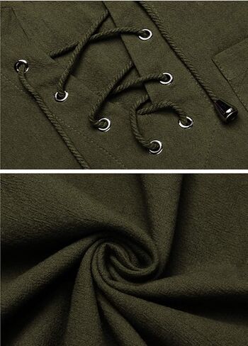 COOFANDY Men's Cotton Linen Tank Top Shirts Casual Sleeveless Lace Up Beach Hippie Tops Bohemian Renaissance Pirate Tunic in Kuwait