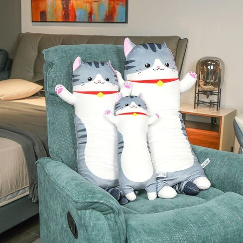 وسادة قطة طويلة من benben، حيوان محشو للقطط مقاس 43 بوصة، وسادة جسم لطيفة للبالغين والأطفال، وسادة احتضان ناعمة، هدية قطة كبيرة قابلة للاحتضان لعيد الميلاد، عيد الميلاد in Kuwait