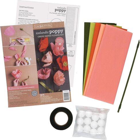 Lia Griffith LG40001 Crepe Paper Flower Kit, Roses, Assorted Sizes, Colors May Vary 28 Count in Saudi Arabia