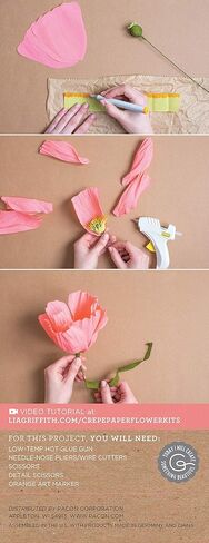 Lia Griffith LG40001 Crepe Paper Flower Kit, Roses, Assorted Sizes, Colors May Vary 28 Count in Saudi Arabia