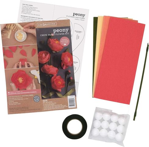Lia Griffith LG40001 Crepe Paper Flower Kit, Roses, Assorted Sizes, Colors May Vary 28 Count in Saudi Arabia