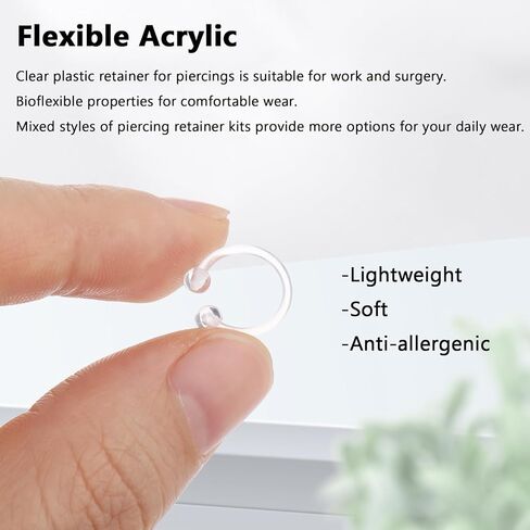 Lusofie 48Pcs Clear Nose Studs & Piercing Jewelry - Acrylic Retainers for Lip, Nipple, Tongue, Septum, Eyebrow, Belly, Tragus, Helix, and Cartilage in Kuwait