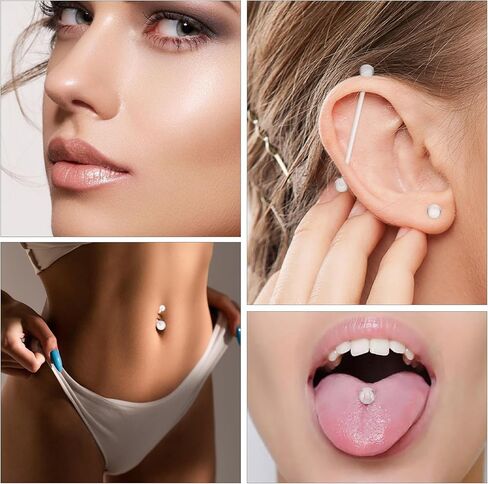 Lusofie 48Pcs Clear Nose Studs & Piercing Jewelry - Acrylic Retainers for Lip, Nipple, Tongue, Septum, Eyebrow, Belly, Tragus, Helix, and Cartilage in Kuwait