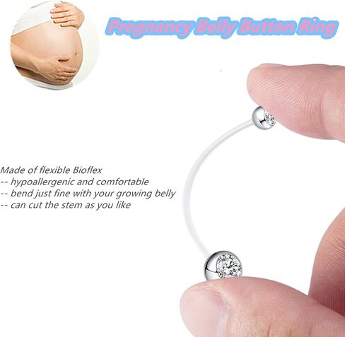 14G Pregnancy Belly Button Rings Clear Long Flexible Bioplast Sport Maternity Navel Retainer CZ Balls Body Piercing 38mm in Saudi Arabia