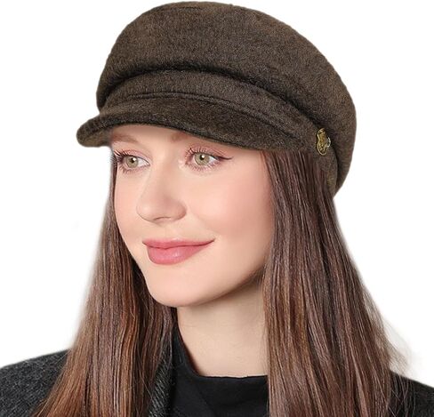 Womens Newsboy Caps Cabbie Cap 100% Wool Visor Beret Hat Flat Bakerboy Hat Ladies Pageboy Caps for Womens Newsboy Hat in Saudi Arabia