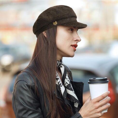Womens Newsboy Caps Cabbie Cap 100% Wool Visor Beret Hat Flat Bakerboy Hat Ladies Pageboy Caps for Womens Newsboy Hat in Saudi Arabia