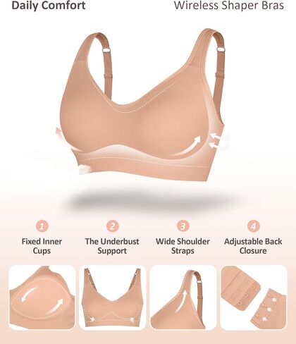 FeelinGirl Wireless Bras for Women Built-in Soft Cups No Underwire Bralettes Adjustable Straps Full Coverage Everyday Bras in Kuwait