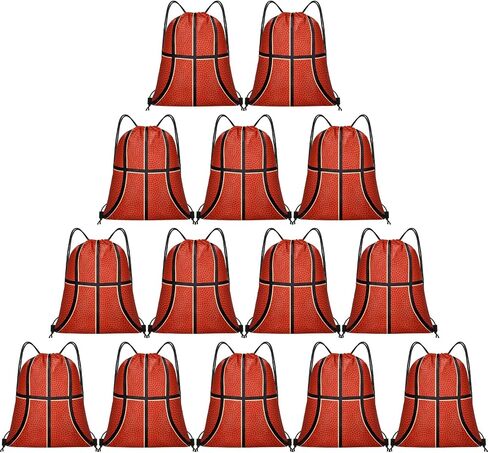 14 Pcs Drawstring Bags Softball Baseball Basketball Football Goodie Favor Bags Cinch Candy Bag Sackpack for Sports Teams (Basketball) in Kuwait