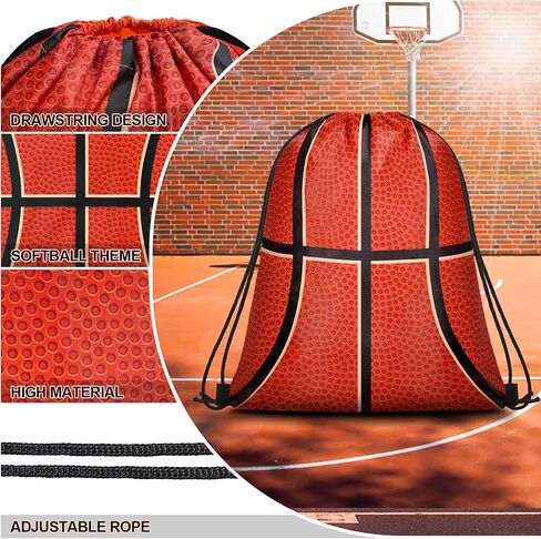 14 Pcs Drawstring Bags Softball Baseball Basketball Football Goodie Favor Bags Cinch Candy Bag Sackpack for Sports Teams (Basketball) in Kuwait