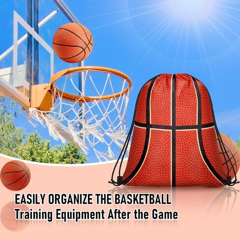 14 Pcs Drawstring Bags Softball Baseball Basketball Football Goodie Favor Bags Cinch Candy Bag Sackpack for Sports Teams (Basketball) in Kuwait