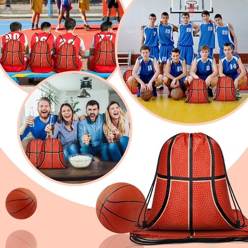 14 Pcs Drawstring Bags Softball Baseball Basketball Football Goodie Favor Bags Cinch Candy Bag Sackpack for Sports Teams (Basketball) in Kuwait