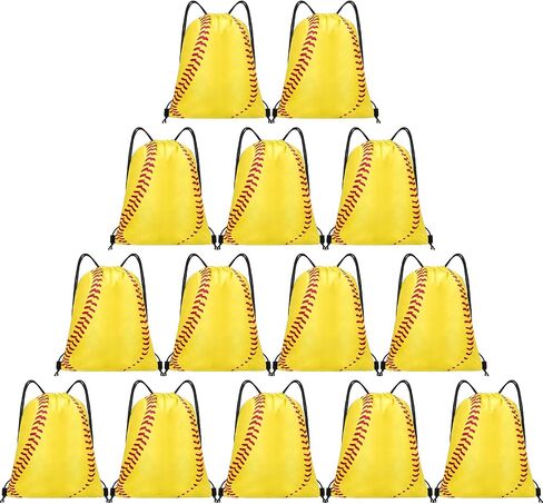 14 Pcs Drawstring Bags Softball Baseball Basketball Football Goodie Favor Bags Cinch Candy Bag Sackpack for Sports Teams (Basketball) in Kuwait