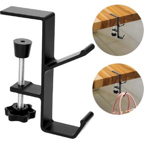 cobee Purse Hook for Table, Purse Hanger for Desk, Clamp-On Under Desk Backpack Hanger, Women's Bag Hook for Handbag and Purse Holder(Black Double Hook)