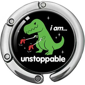 Funny Dinosaur Foldable Purse Hook, I Am Unstoppable Handbag Hanger Holder, Round Purse Table Hook Bag Hanger Hook, Funny Desk Hook Gifts for Women Men Colleague Friend Boss Office Worker