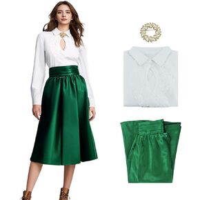 Ellen Griswold Costume Christmas Vacation Ellen Shirt Skirt Brooch Set Vintage Dress for Women