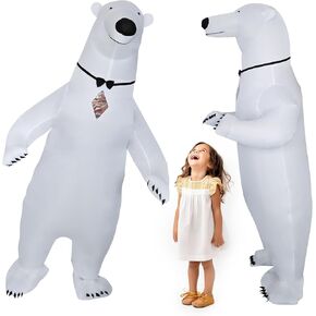 2 Packs Inflatable Polar Bear Costumes Cosplay Halloween Blow-up Costume for Adult/Birthday/Halloween/Christmas Parade