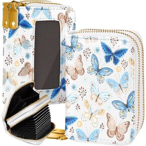Credit Card Holder for Women - RFID Women Wallet Leather Card Wallet for Ladies Girls Female Aesthetic Cute Wallet with Card Slots Coin Cash Zipper Purse & ID Window, Colorful Owl