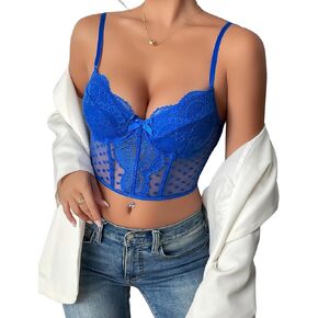 Avidlove Corset Tops for Women V Neck Bustier Lingerie Adjustable Strap Crop Top with Underwire