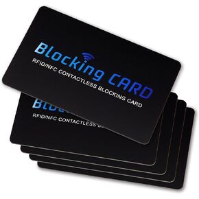 RFID Blocking Card, Contactless NFC Debit Credit Card Passport Protector Blocker Set for Men&Women, Slim Design One Card Protects Entire Wallet/Purse, 5 Pack