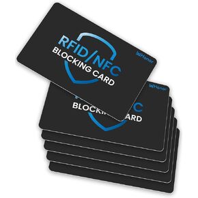 RFID Blocking Card 6 Pack, Contactless NFC Debit Credit Card Passport Protector, RFID Card Blocker for Men & Women, One Card Protects Entire Wallet