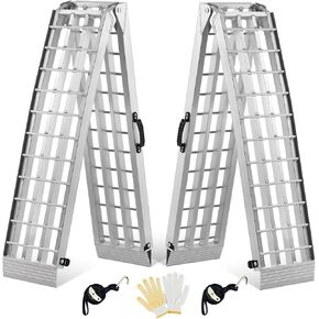 gardhom 2PCS 7.5' Heavy Duty Ramps 3000lbs Capacity Aluminum Folding Loading Ramps with Handle Truck Ramps for ATV UTV Pickup Motorcycle Dirt Bike Lawn Mower Snow Blower