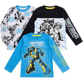 Transformers Hasbro Boys 3 Pack Long Sleeve Shirt for Toddler and Big Kids