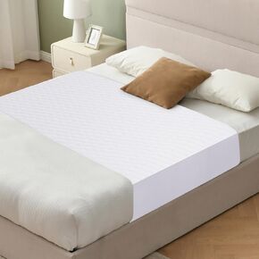 Saddle Style Washable Bed Pad for Incontinence, Waterproof and Reusable Underpad with Tuck-in Sides, Leakage & Sweat Mattress Protector for Adults, Full/Queen 36x60 inch Bed Pads, White