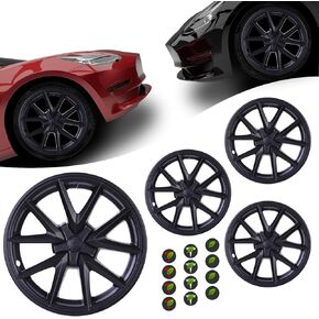 Model 3 Hubcaps 18 Inch for Tesla 2024 Wheel Cover, Compatible with Tesla 2020 2021 2022 2023, 4 Pcs ABS Wheel Cover, OEM External Replacement Accessories - Matte Black TSL0216-2
