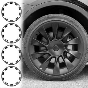 FORAUTOMOD Tesla Model Y 21 Inches Wheel Rim Protector, 4 PCS ABS Tesla Wheel Protector for Model Y 2017-2024, Durable and Wear-Resistant, Not Easy to Fall Off, Black